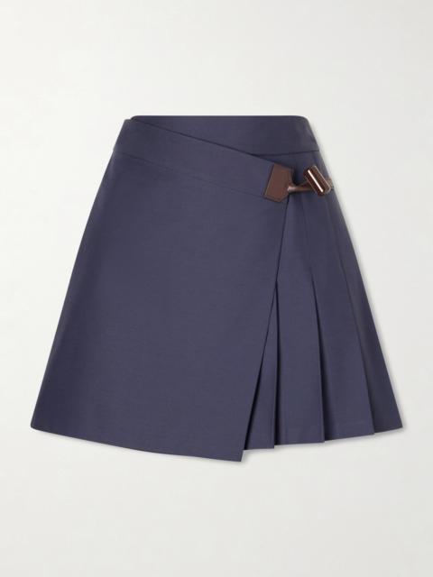 Loewe Pleated Leather-trimmed Cotton-blend Mini Skirt
