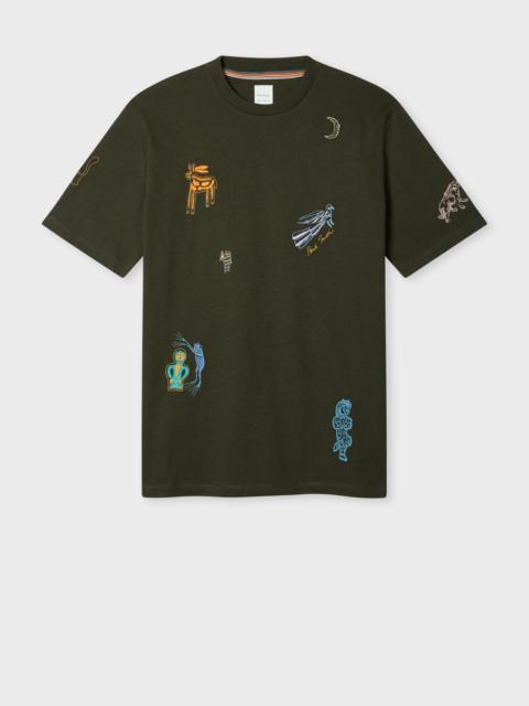Paul Smith Charcoal Embroidered 'Little Beasts' T-Shirt