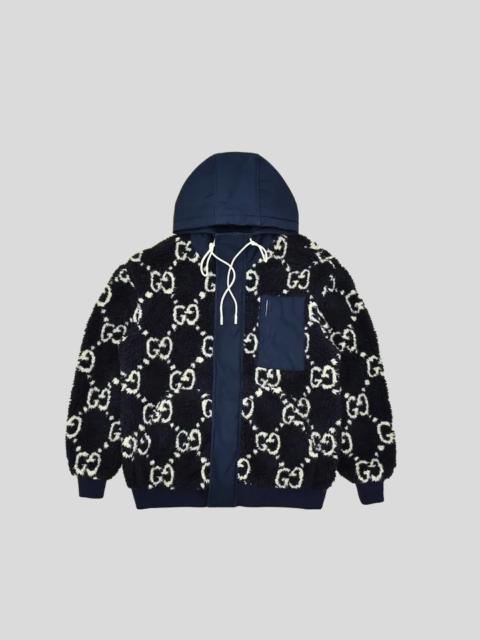 GUCCI Gucci Blue Gg Fuzzy Fabric Jacquard Jacket