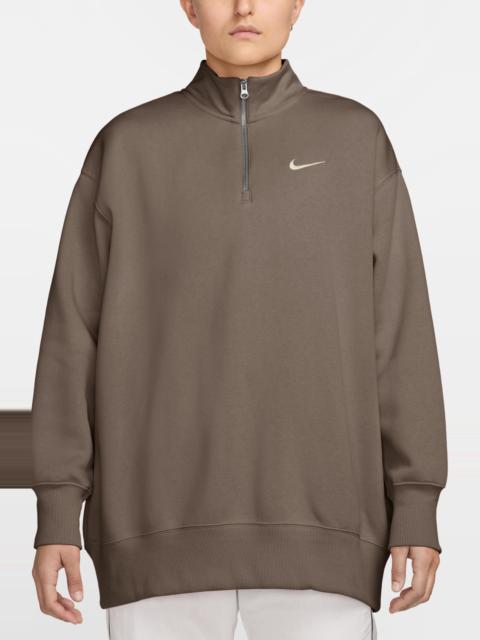Nike Sportswear Phoenix Oversize Fleece Quarter Zip Top in Mink Brown/Sail at Nordstrom