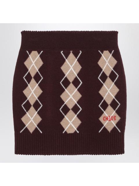 Chloé Chloé Bordeaux Diamond-Pattern Wool Miniskirt Women