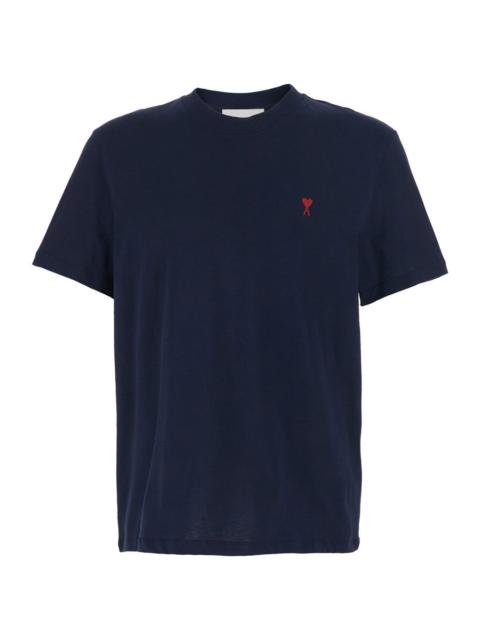 AMI Paris Ami Paris Men Blue Crewneck T-Shirt With Adc Embroidery On The Front In Cotton Man