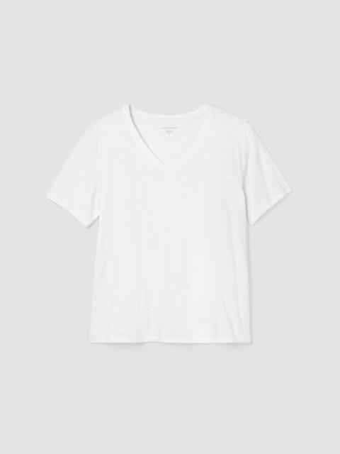 EILEEN FISHER Organic Cotton Slubby Jersey V-Neck Tee