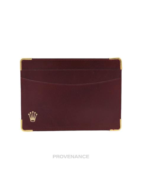 Rolex Card Holder Wallet - Burgundy Calfskin Leather.