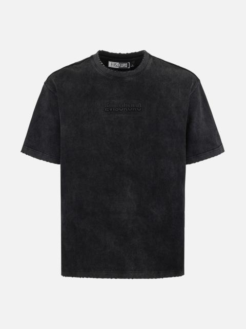 EVISU Logo Embroidery Regular Fit Acid-Wash T-Shirt