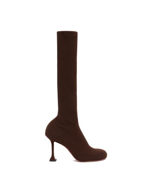Amina Muaddi Brown Veneda Stretch Boots