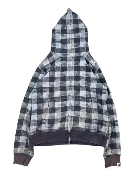 A BATHING APE® Bape Distressed FullZip Plaid Hoodie