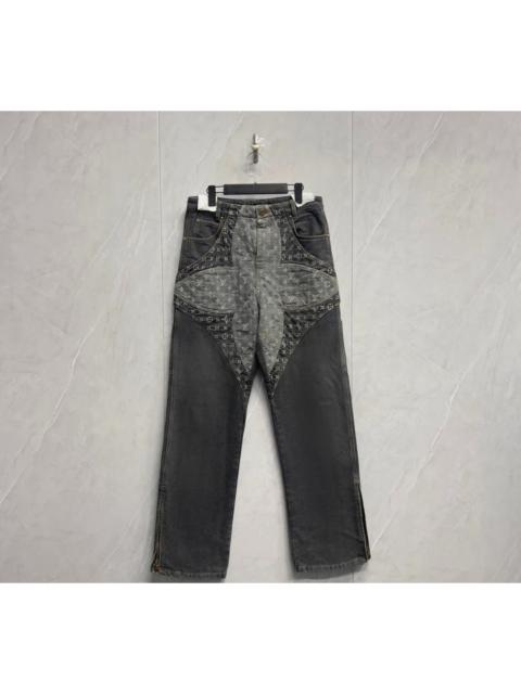 Louis Vuitton Louis Vuitton three-flower logo washed denim jeans