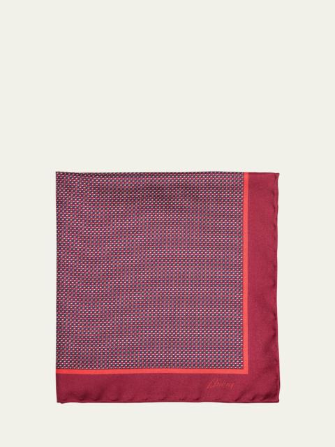 Brioni Men's Geometric Zig-Zag Silk Pocket Square