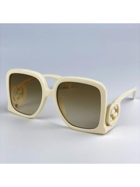 GUCCI NEW Gucci GG1326S 002 Ivory Brown Gradient Oversized Square Women Sunglasses