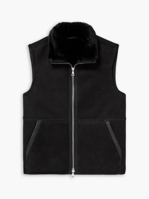 Other Designers Leather-trimmed perforated shearling vest