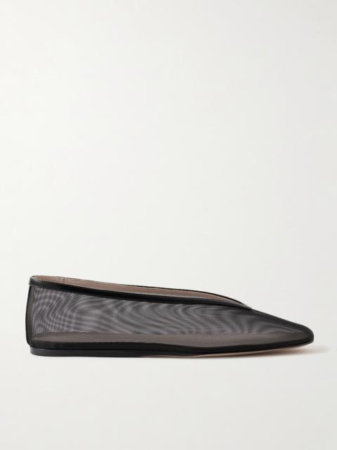 LE MONDE BÉRYL Luna Leather-trimmed Mesh Ballet Flats