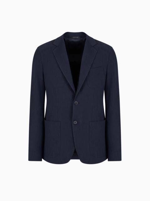 GIORGIO ARMANI Upton line single-breasted jacket in pure linen canvas