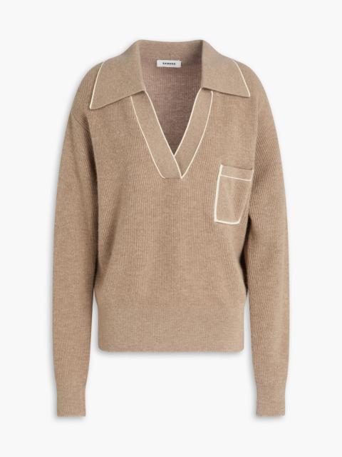 Sandro Wool and cashmere-blend polo sweater