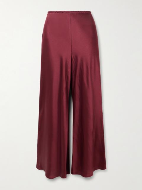 LESET Barb Draped Satin Wide-leg Pants