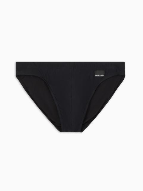 EMPORIO ARMANI BLACK EDITION SWIM BRIEFS WITH LOGO PATCH