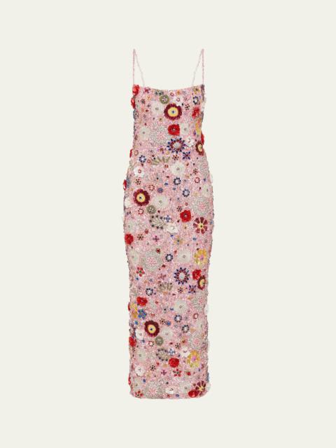 RACHEL GILBERT Francesca Floral Embellished Midi Gown