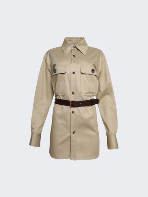 SAINT LAURENT Saharienne Shirt In Cotton Drill Beige