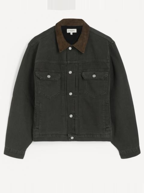 FRAME Suede Collar Trucker Jacket