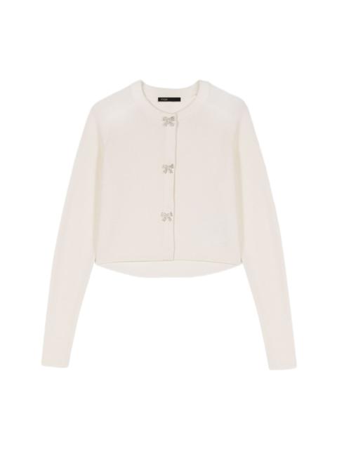maje maje Bow jewellery button cardigan in Ecru at Nordstrom