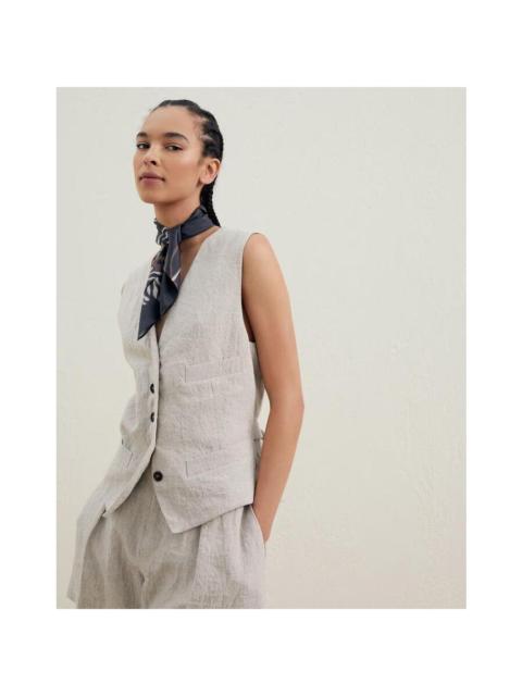 Brunello Cucinelli Brunello Cucinelli Wolight Beige Linen Vest
