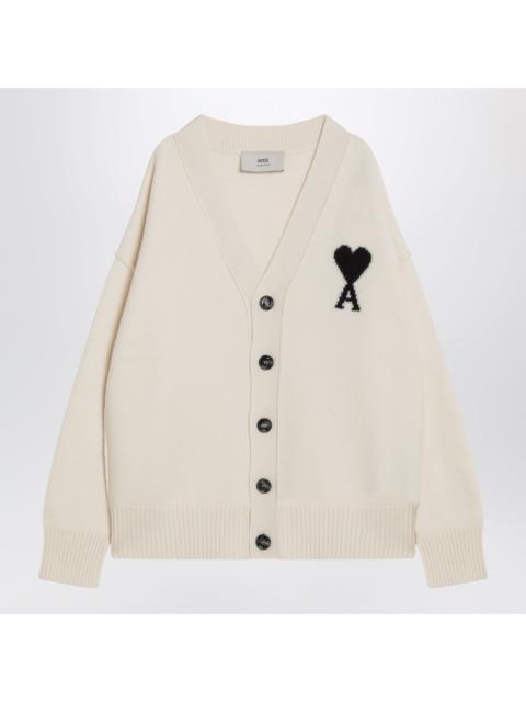 AMI Paris Ami Paris White Ami De Coeur Wool Cardigan Men