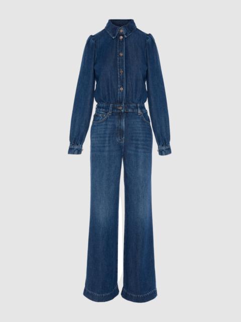 7 For All Mankind Denim Lustre Tailored Jumpsuit in Go Getter