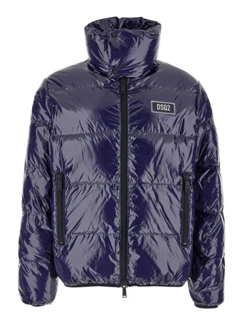 DSQUARED2 Dsquared2 Men Blue Down Jacket With Logo Patch On The Front In Tech Fabric Man