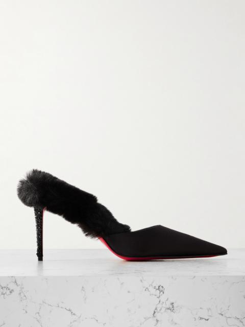 Christian Louboutin Plush-trimmed Satin Mules
