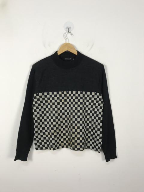 Other Designers Designer - Fashionable Chess Checkered Knitted Pullover #2892