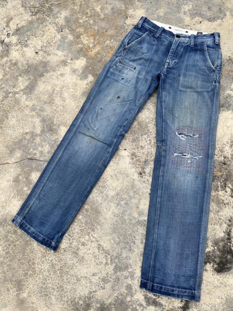 Other Designers Vintage - Vintage Bartack Rework and Boro Sashiko Stitch Pant