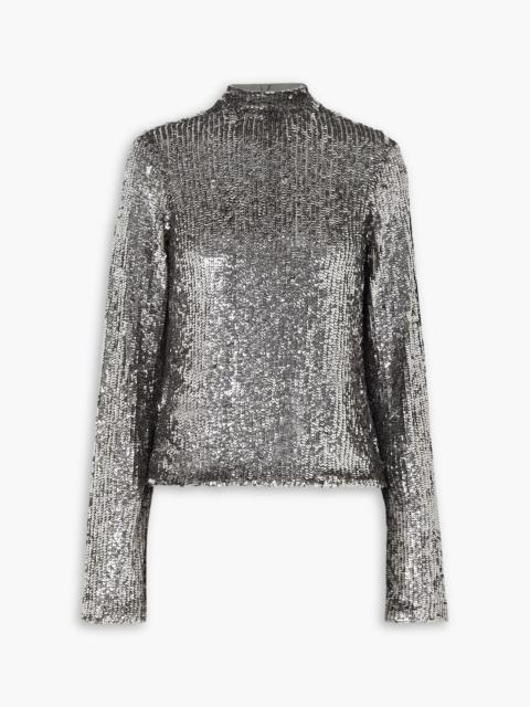Other Designers Frances sequined stretch-tulle turtleneck top