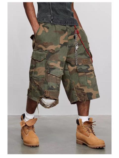 Streetwear - Camouflage Ripped Shorts