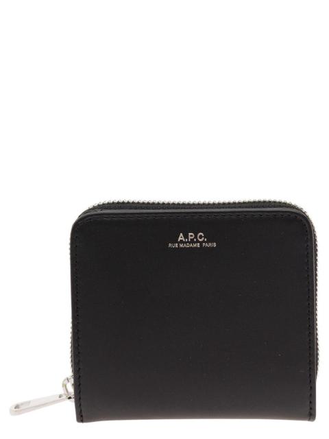 A.P.C. 'EMMANUEL' BLACK WALLET WITH EMBOSSED LOGO IN SMOOTH LEATHER MAN