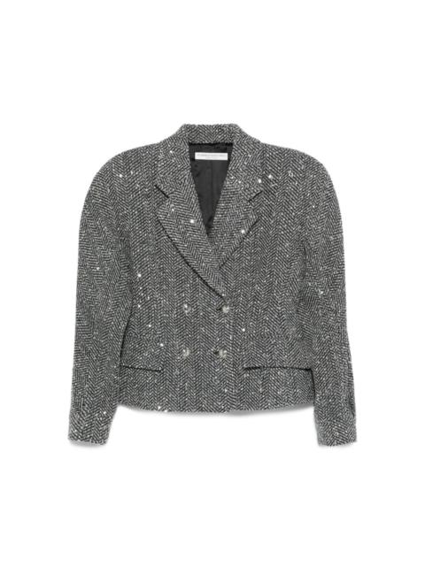 Alessandra Rich sequin-embellished herringbone jacket