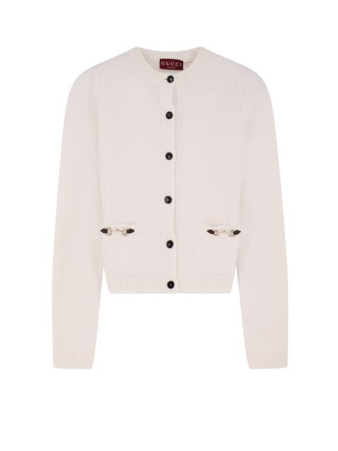 GUCCI Wool And Cashmere Cardigan With Metal Horsebit