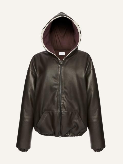 MAGDA BUTRYM Lace-detail zip up hoodie in black leather