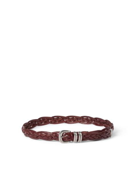 Brunello Cucinelli Brunello Cucinelli Braided calfskin belt in Tobacco at Nordstrom