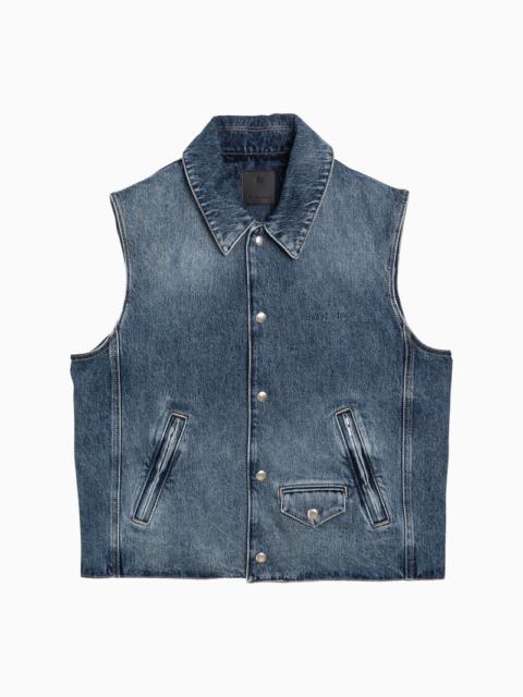 Givenchy Blue Washed-Out Denim Waistcoat Men