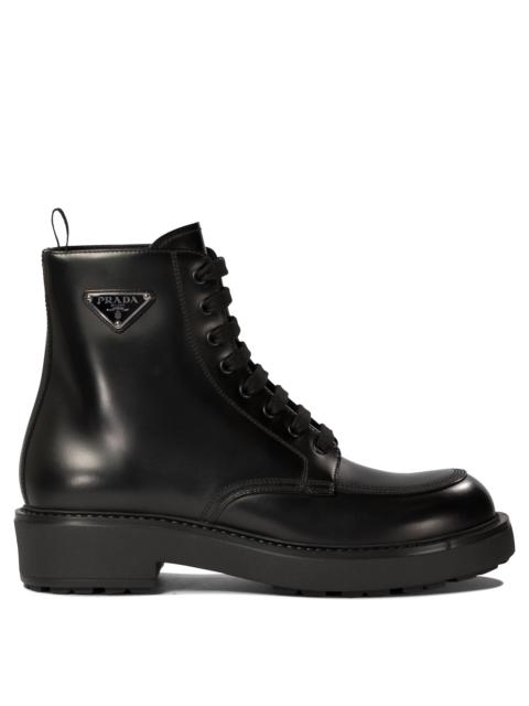 Prada Prada Brushed Leather Ankle Boots