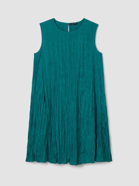 EILEEN FISHER Crushed Silk Round Neck Dress