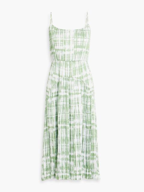 Other Designers Tie-dyed plissé-satin mid dress