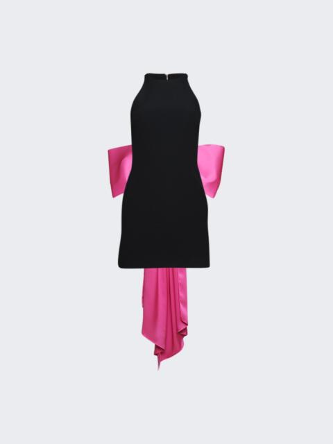 David Koma Colour Contrast Bow Detail Mini Dress Black And Fuschia