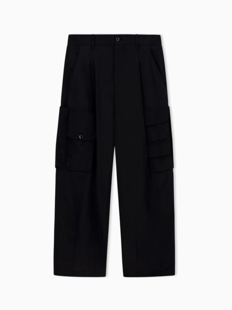 GIORGIO ARMANI MULTI-POCKET TROUSERS IN LINEN AND VISCOSE