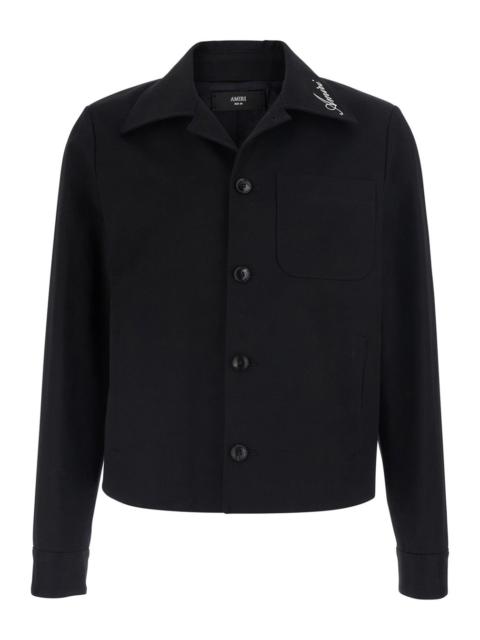 AMIRI Amiri Men Black Jacket With Notched Collar With Logo Lettering Embroidery In Cotton For Men
