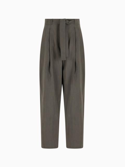 GIORGIO ARMANI WASHED SILK SINGLE-DART TROUSERS