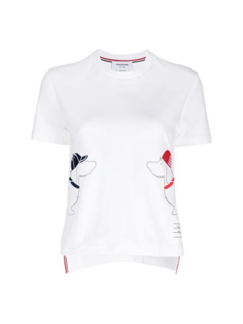 Thom Browne dog-embroidered cotton T-shirt