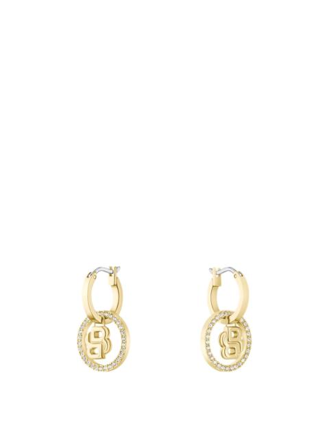 BOSS GOLD-TONE EARRINGS WITH DOUBLE B MONOGRAM CHARM