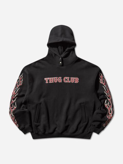Thug Club Men's Leather Flame Hoodie Black