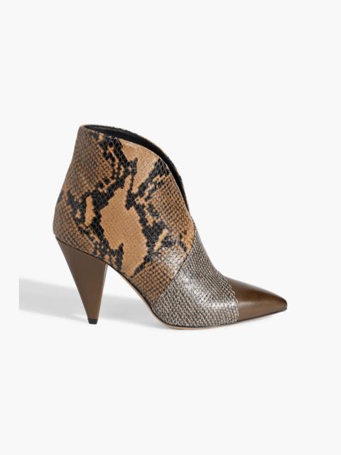Isabel Marant Archenn smooth and snake-effect leather ankle boots
